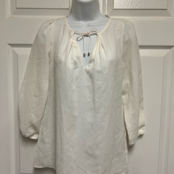 Zara Cream Sheer Drawstring Top - Picture 8 of 12